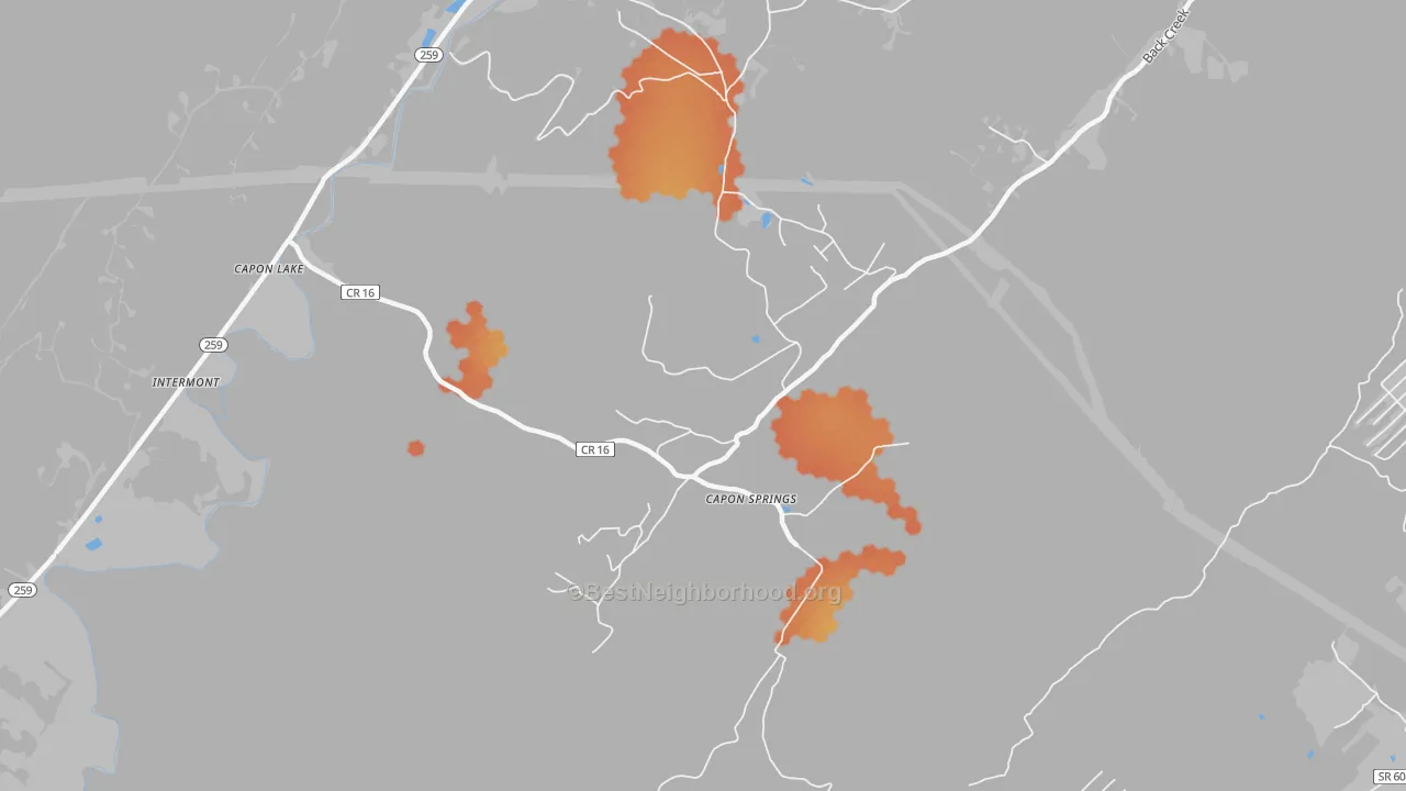 Bike Grade map of 26823, WV