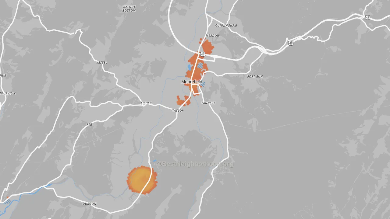 Bike Grade map of 26836, WV
