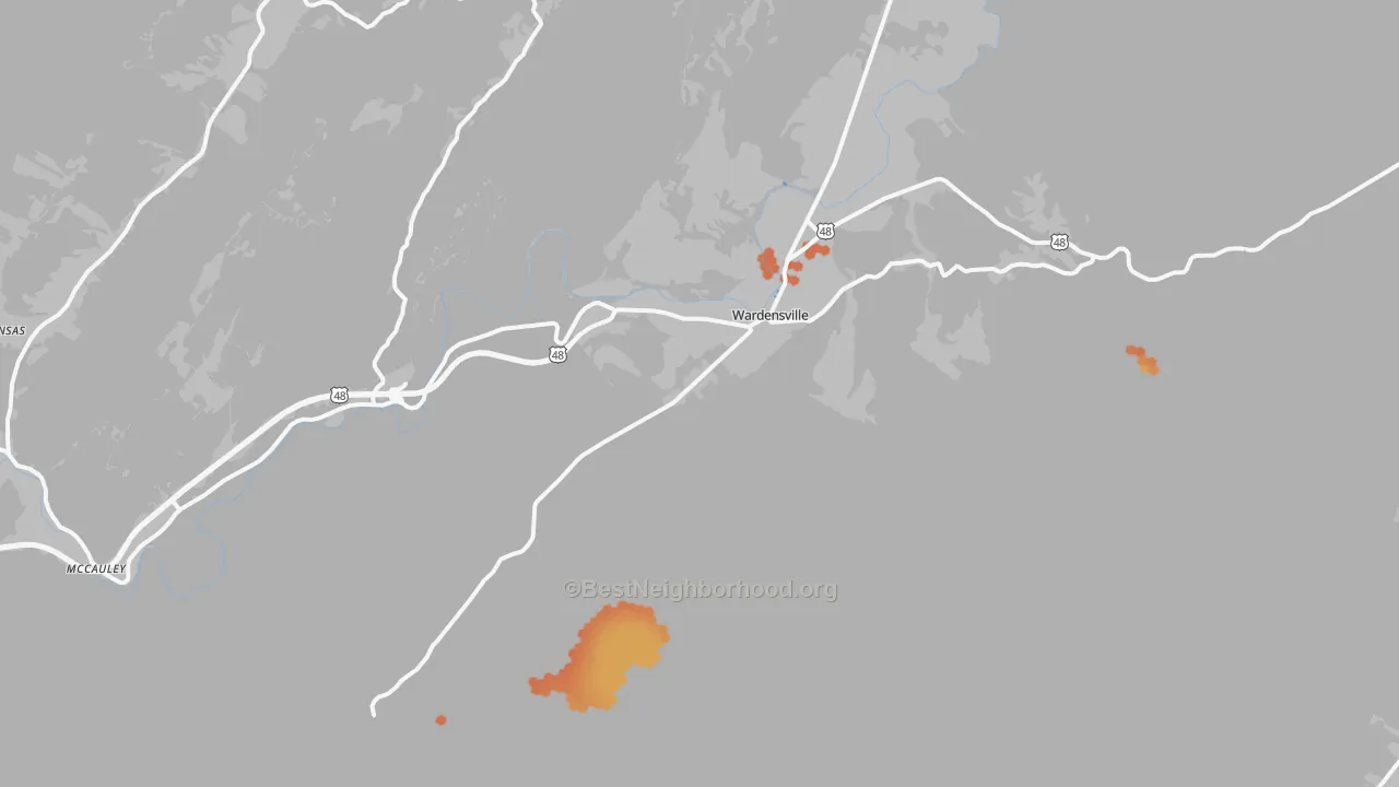 Bike Grade map of 26851, WV