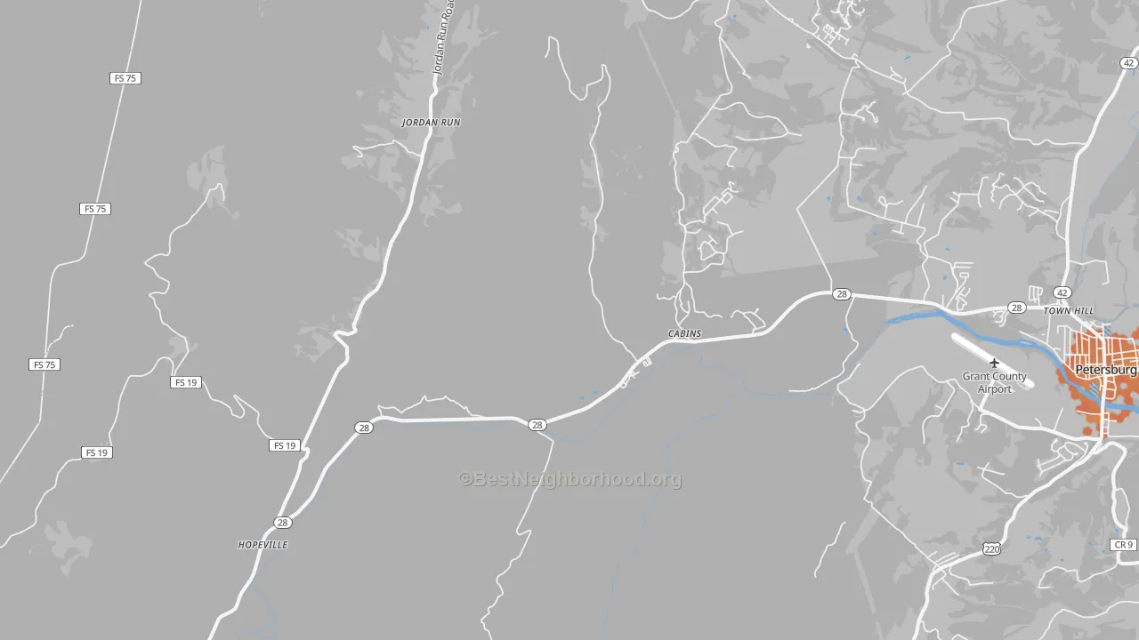 Bike Grade map of 26855, WV