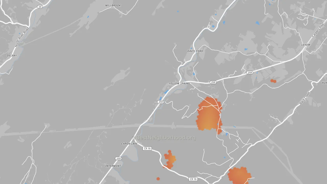 Bike Grade map of 26865, WV
