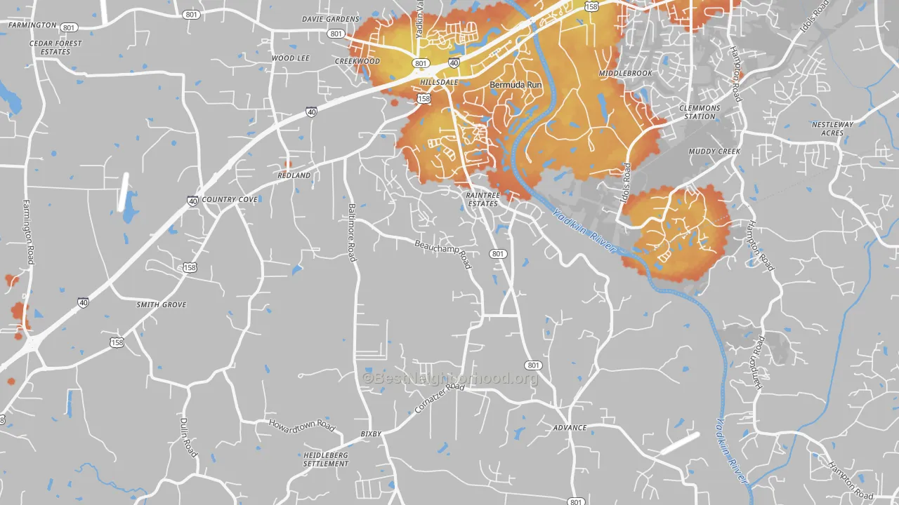 Bike Grade map of 27006, NC