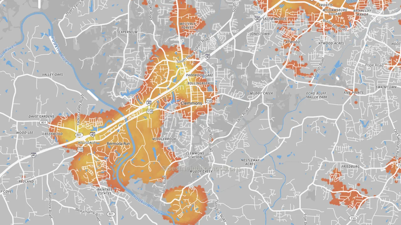 Bike Grade map of 27012, NC