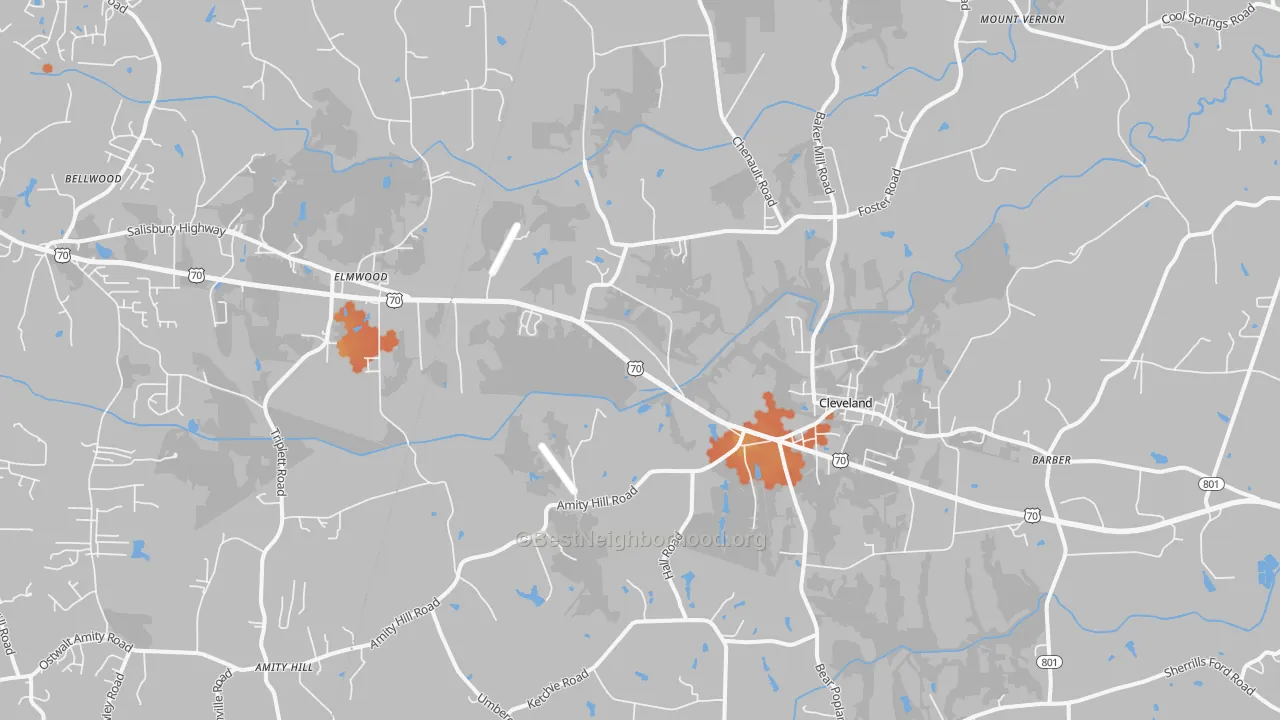 Bike Grade map of 27013, NC
