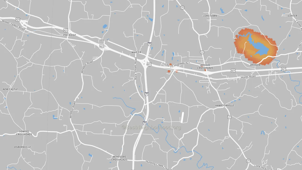 Bike Grade map of 27020, NC