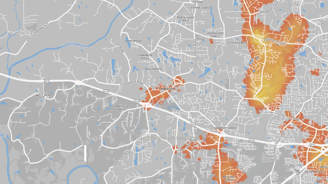 Bike Grade map of 27023, NC