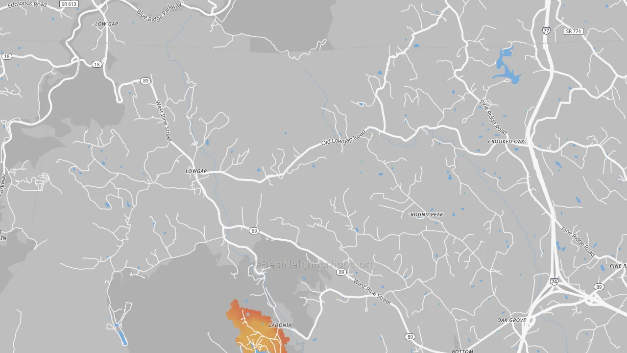Bike Grade map of 27024, NC