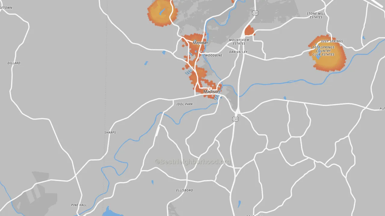 Bike Grade map of 27025, NC