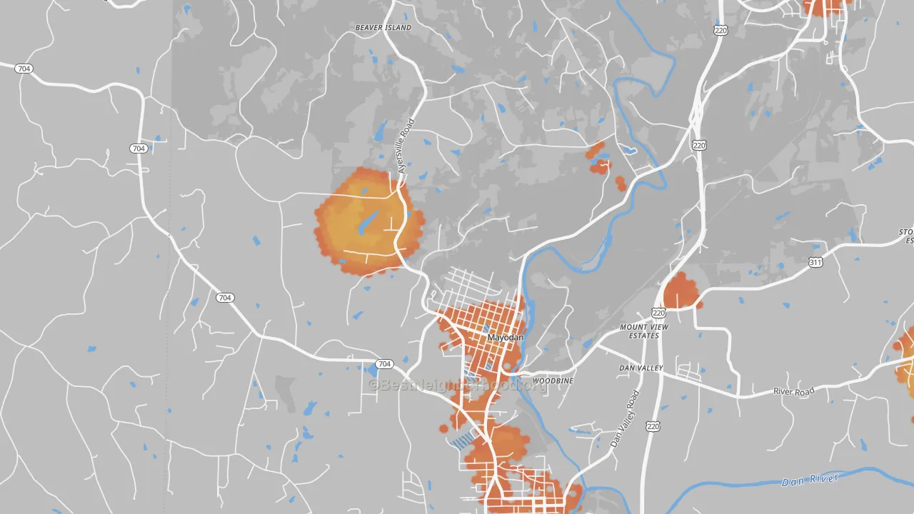 Bike Grade map of 27027, NC
