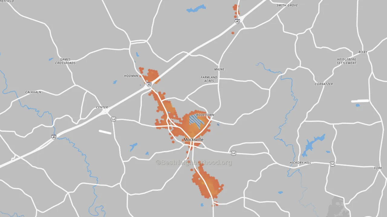 Bike Grade map of 27028, NC