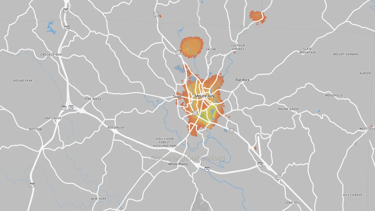 Bike Grade map of 27030, NC
