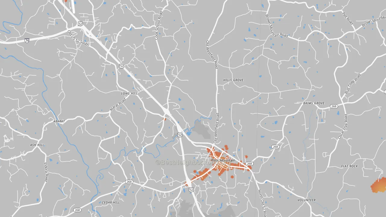 Bike Grade map of 27041, NC