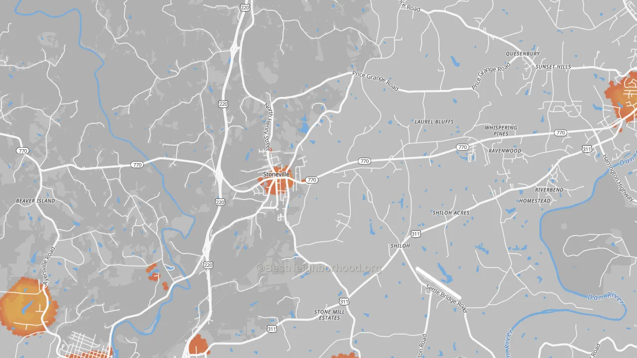 Bike Grade map of 27048, NC