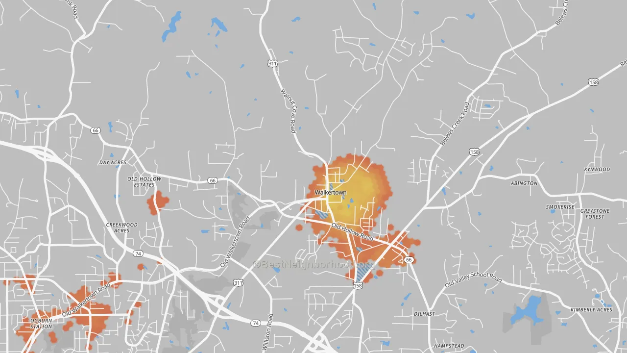 Bike Grade map of 27051, NC