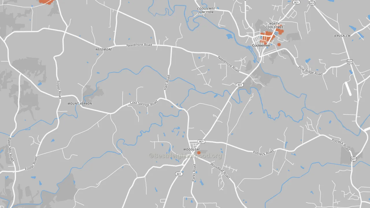 Bike Grade map of 27054, NC