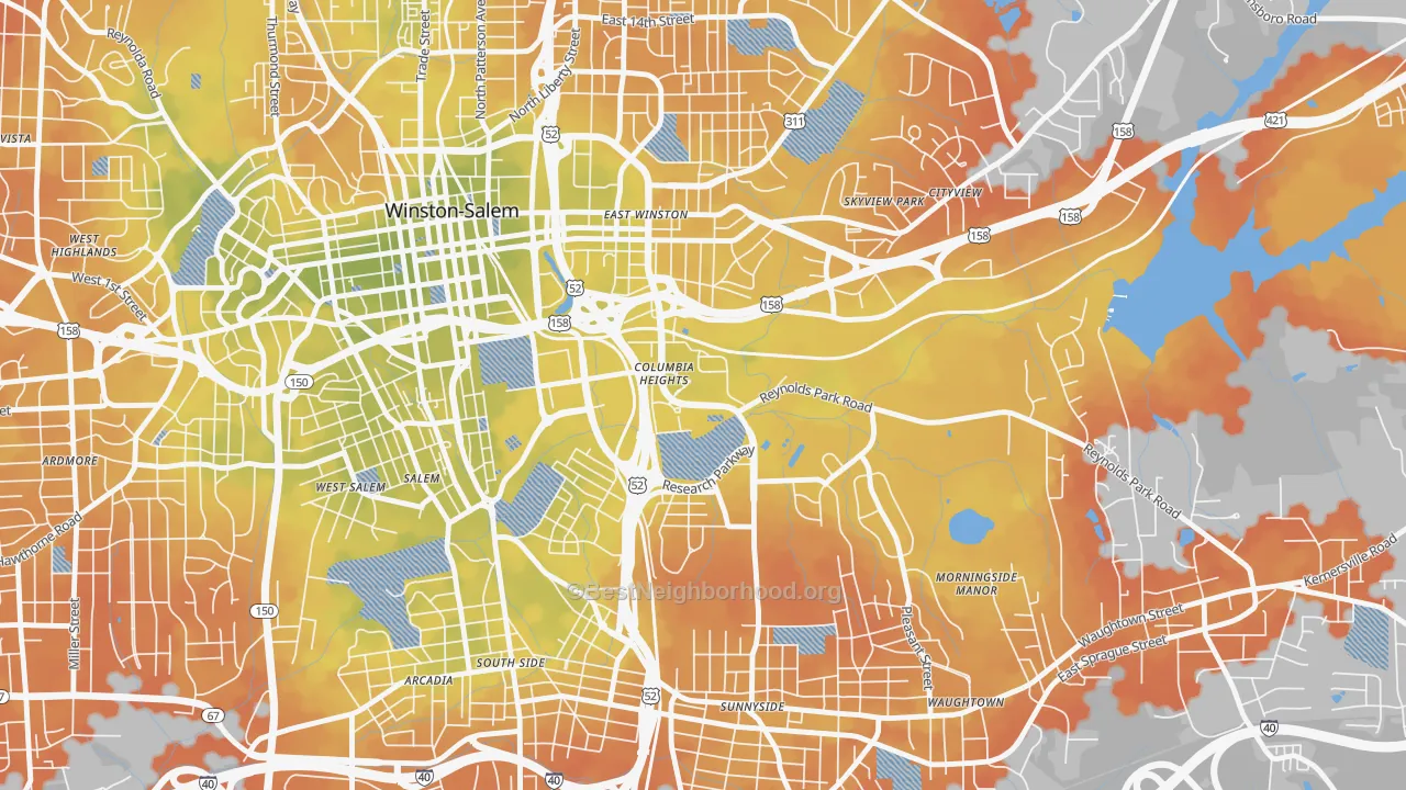 Bike Grade map of 27110, NC