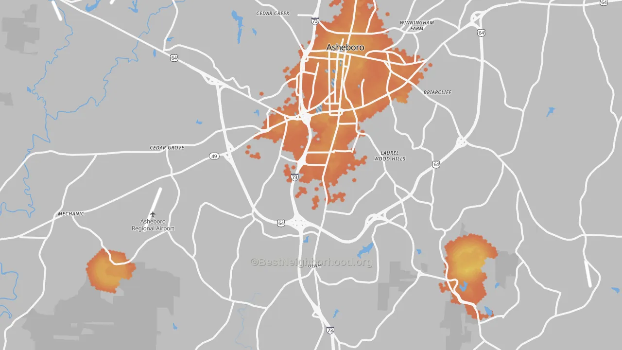 Bike Grade map of 27205, NC