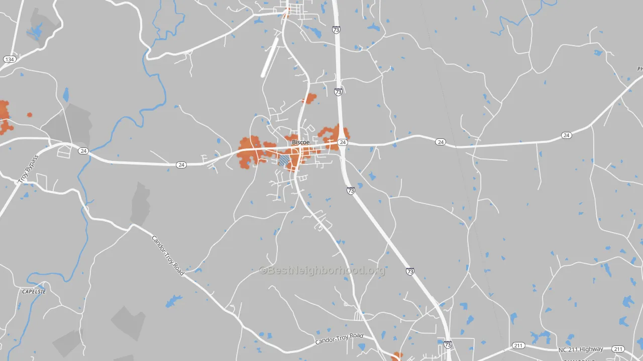 Bike Grade map of 27209, NC