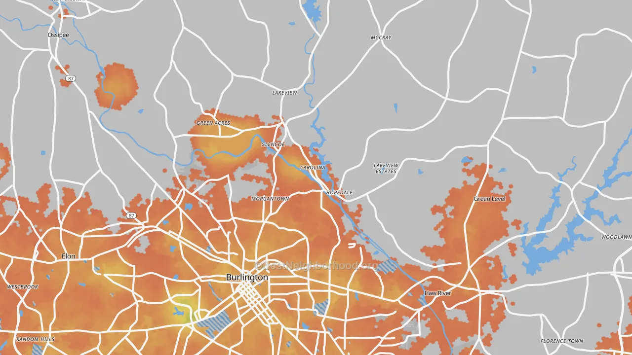Bike Grade map of 27217, NC