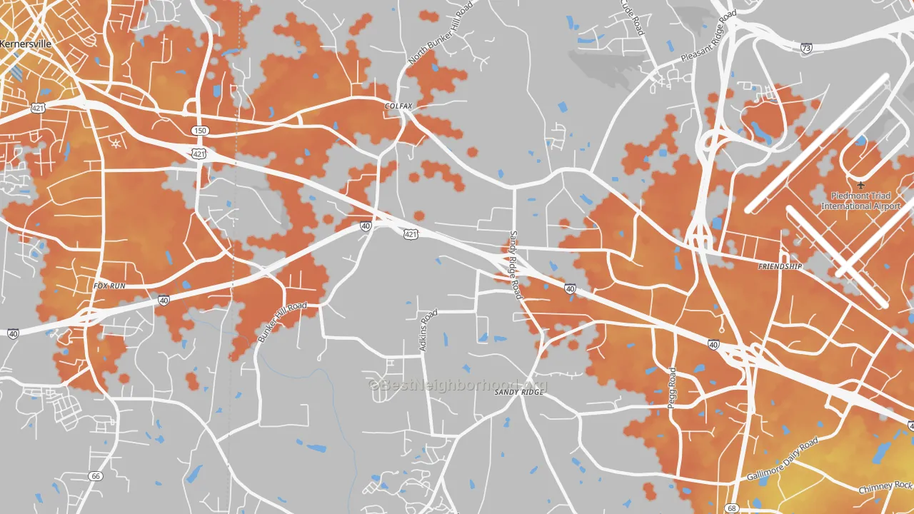 Bike Grade map of 27235, NC