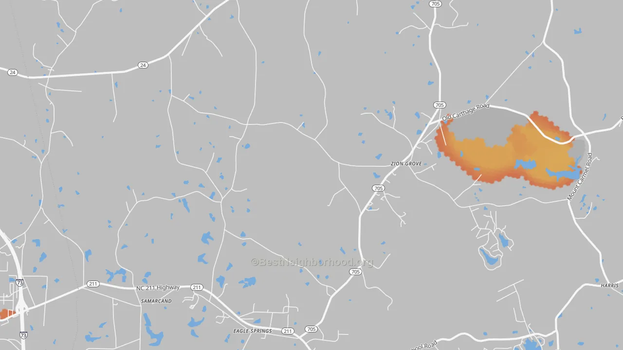Bike Grade map of 27242, NC