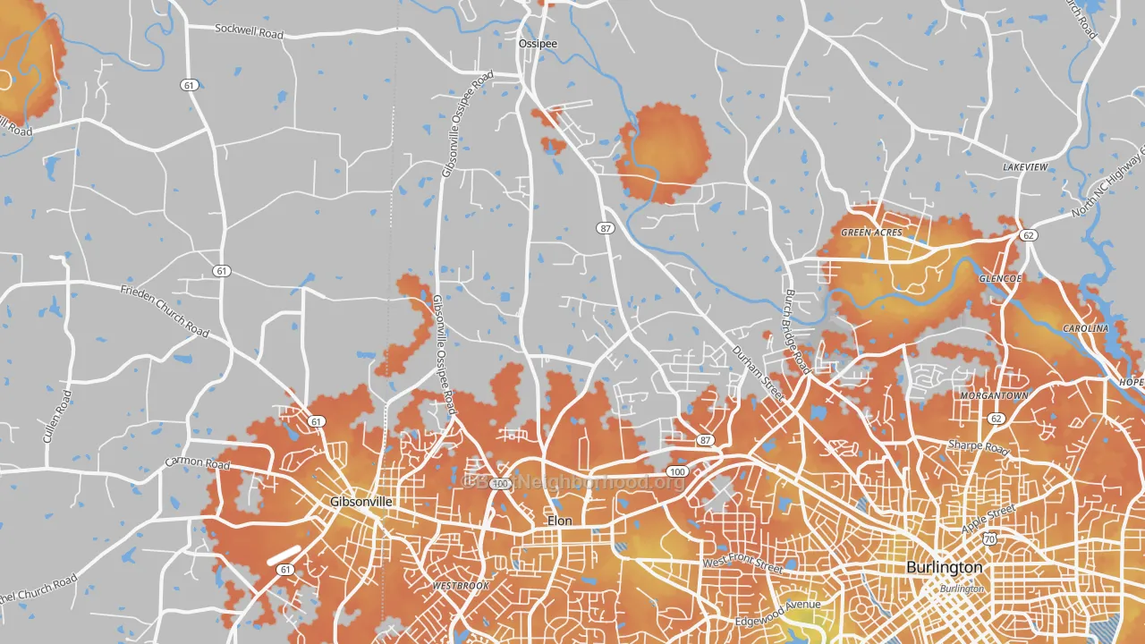Bike Grade map of 27244, NC