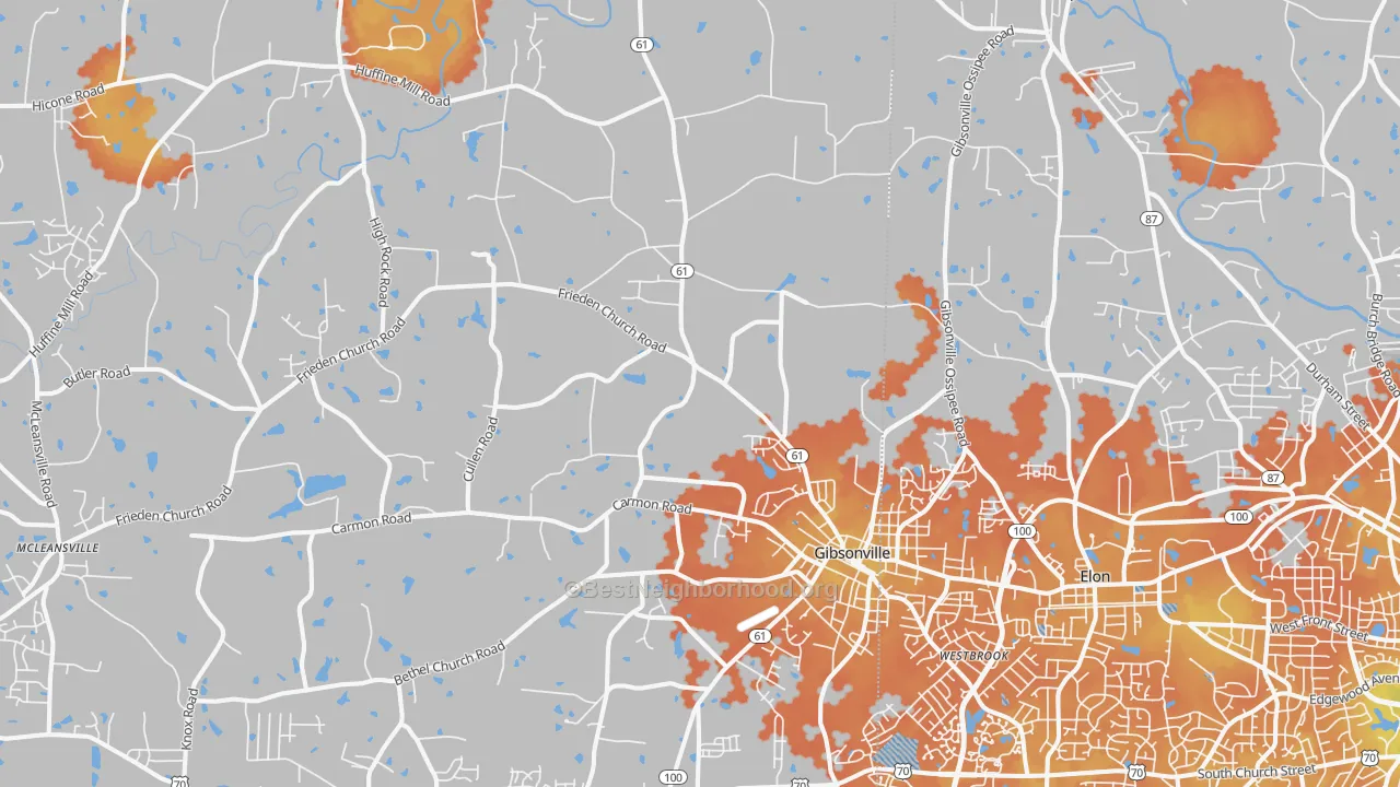 Bike Grade map of 27249, NC