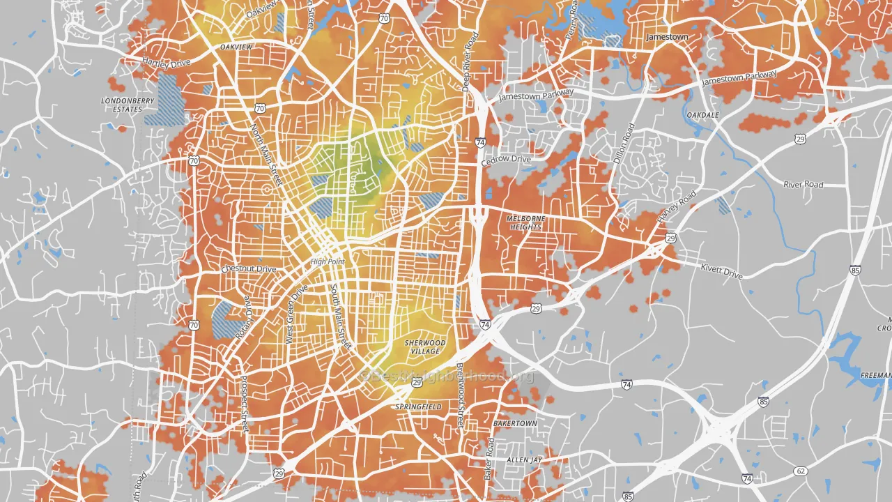 Bike Grade map of 27260, NC