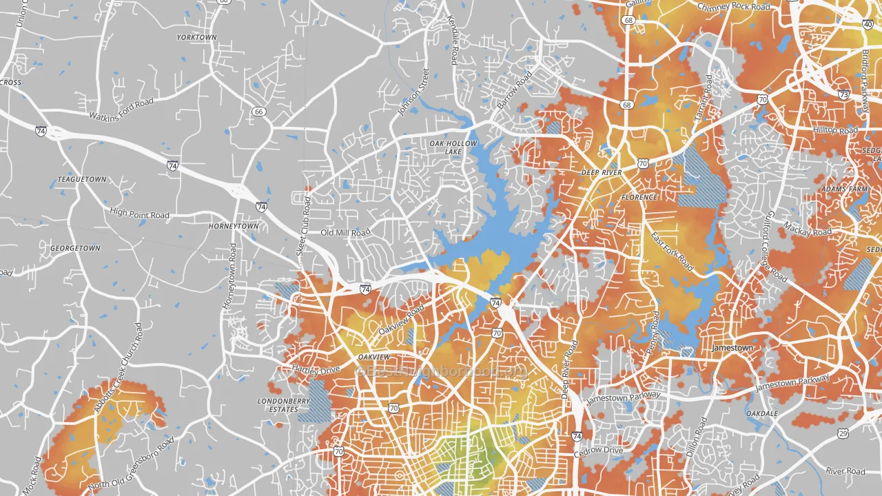 Bike Grade map of 27265, NC