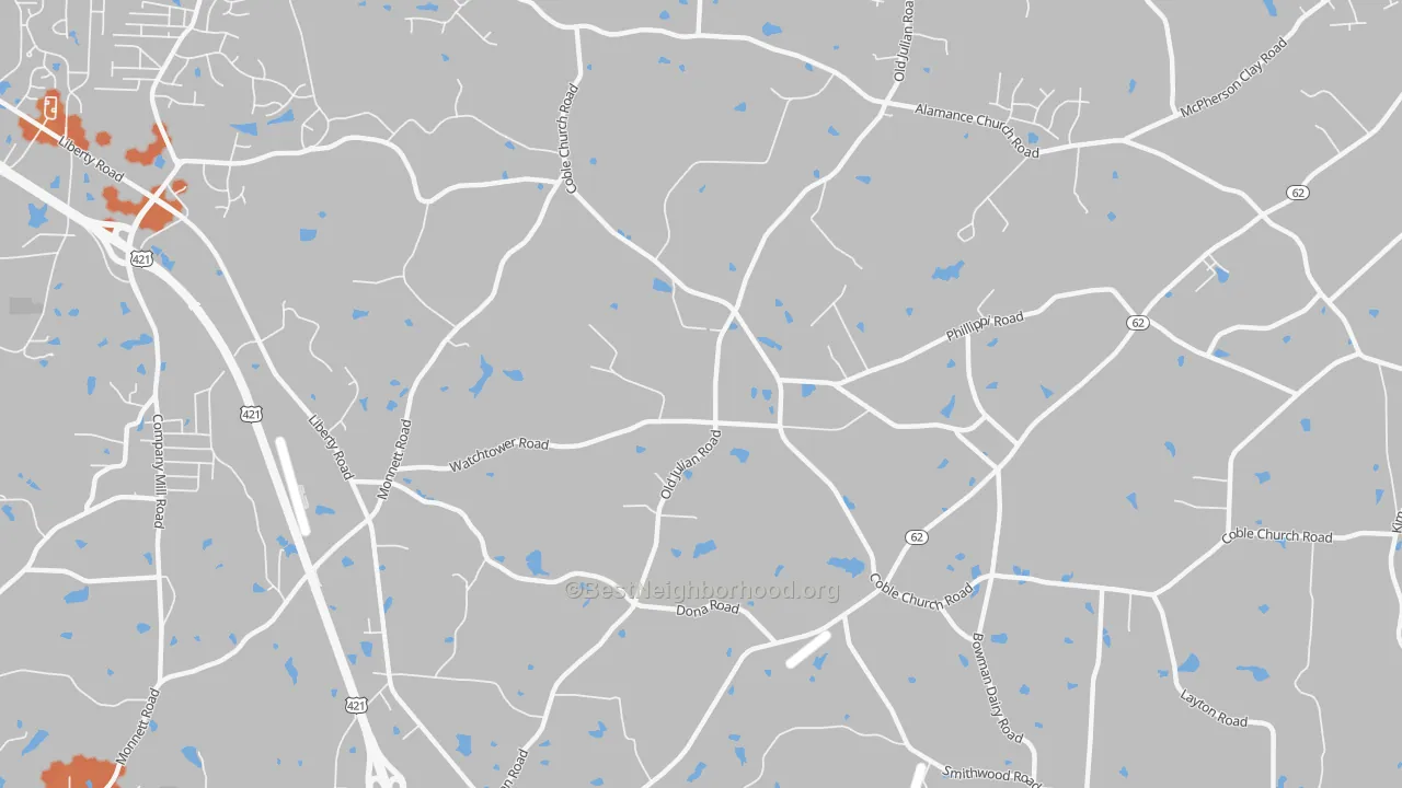 Bike Grade map of 27283, NC