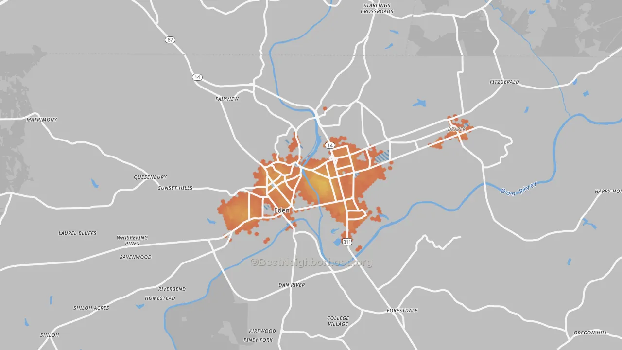 Bike Grade map of 27288, NC