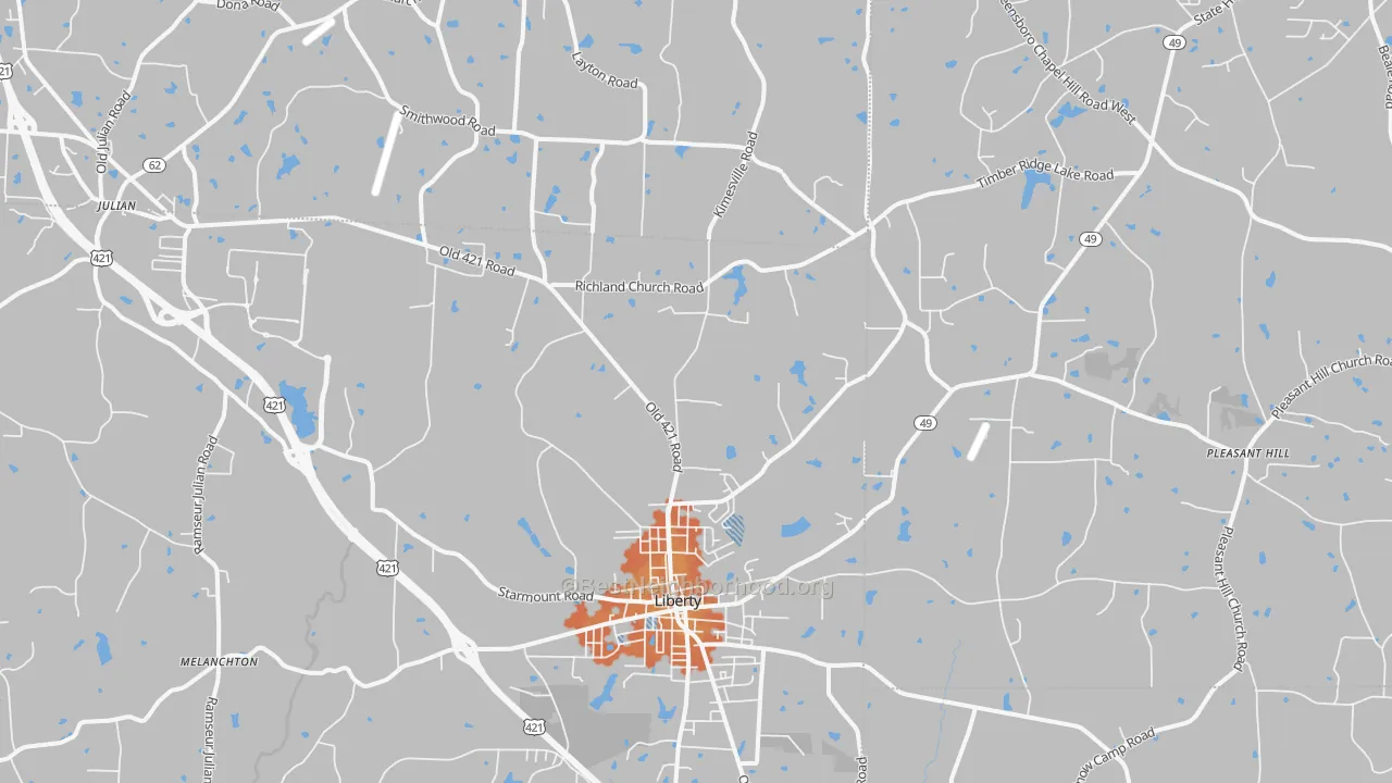 Bike Grade map of 27298, NC