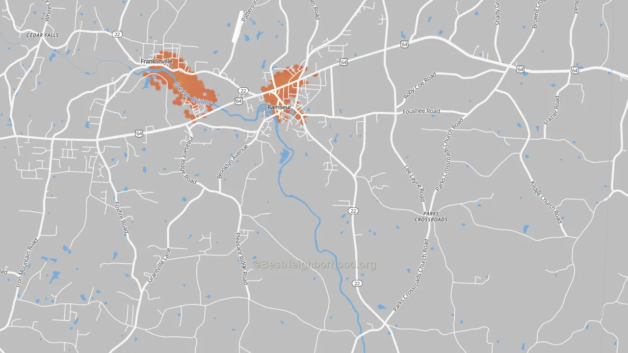 Bike Grade map of 27316, NC