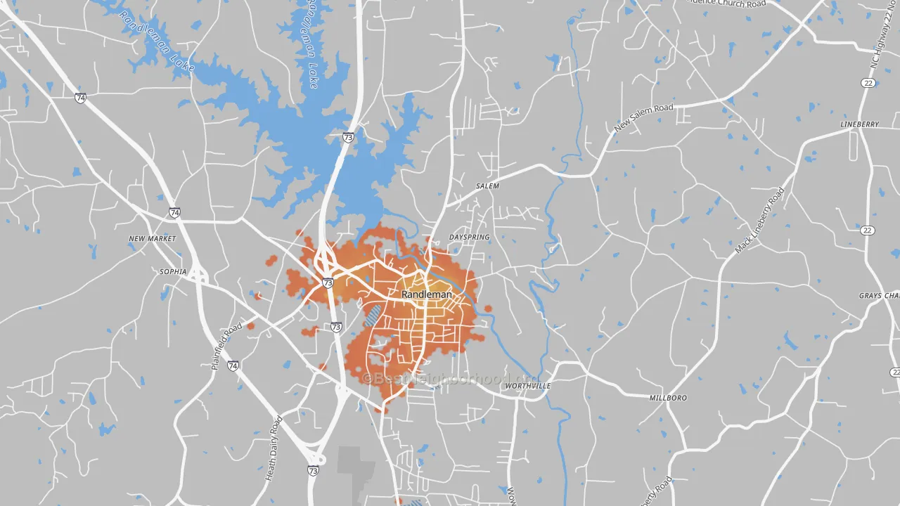 Bike Grade map of 27317, NC