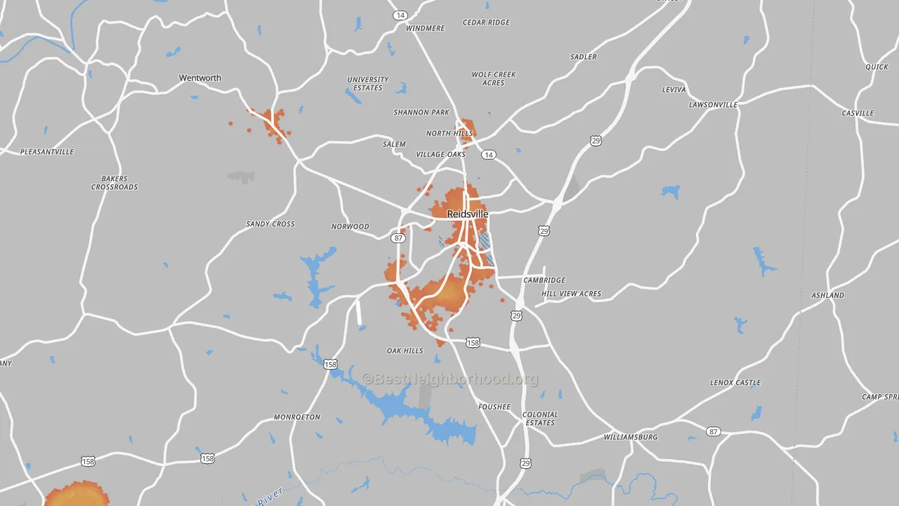 Bike Grade map of 27320, NC