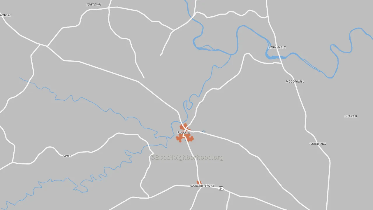 Bike Grade map of 27325, NC