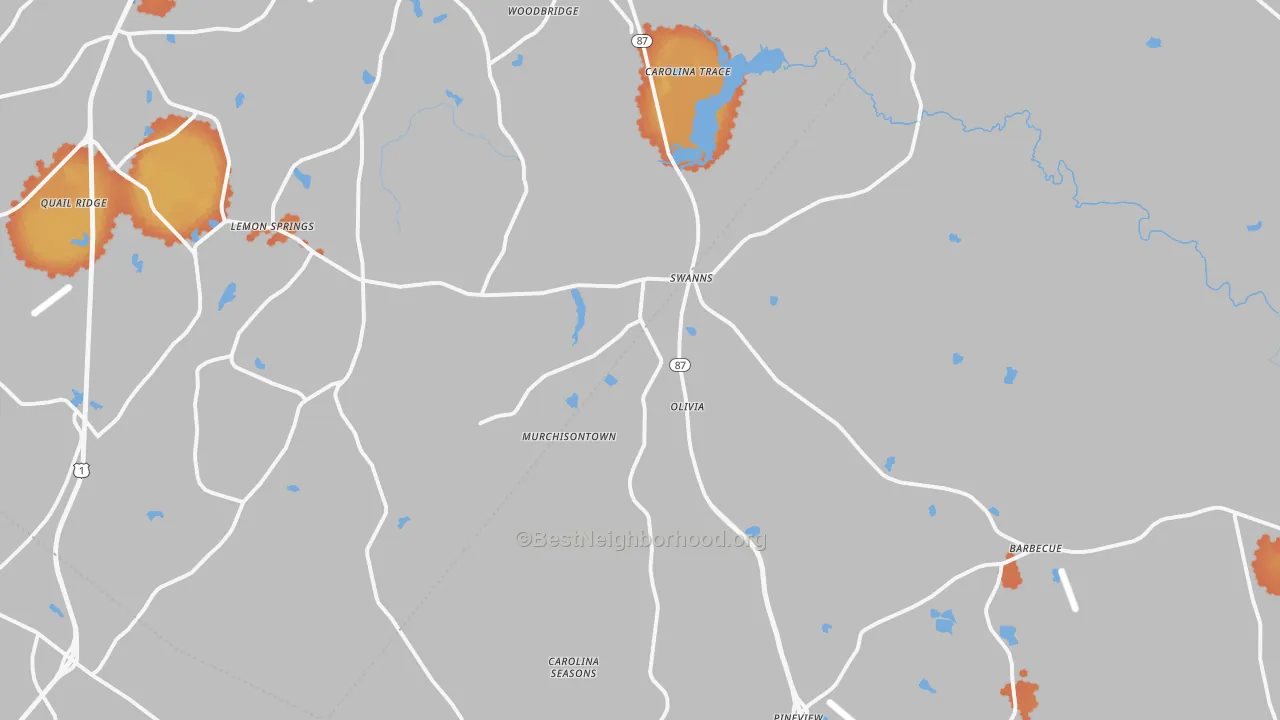 Bike Grade map of 27332, NC
