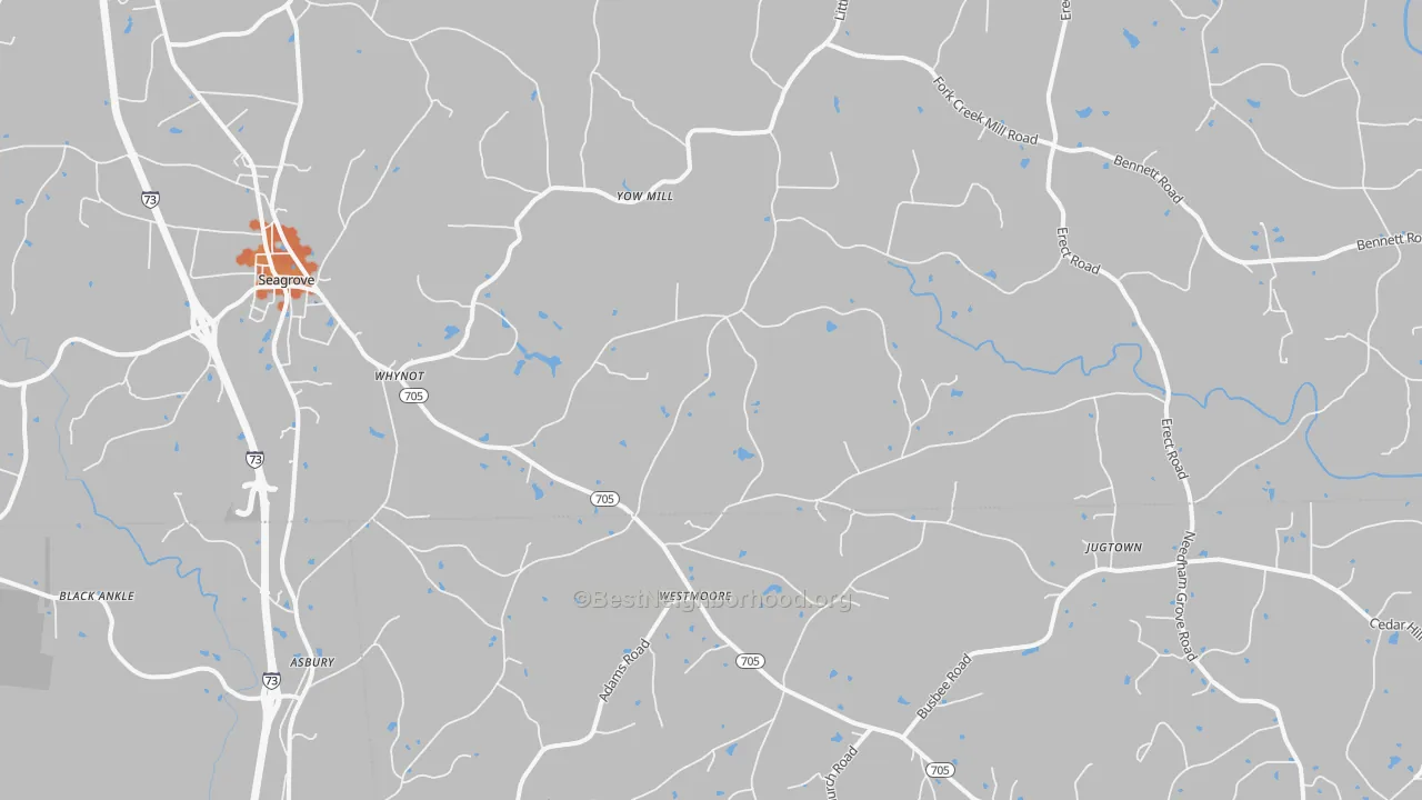 Bike Grade map of 27341, NC