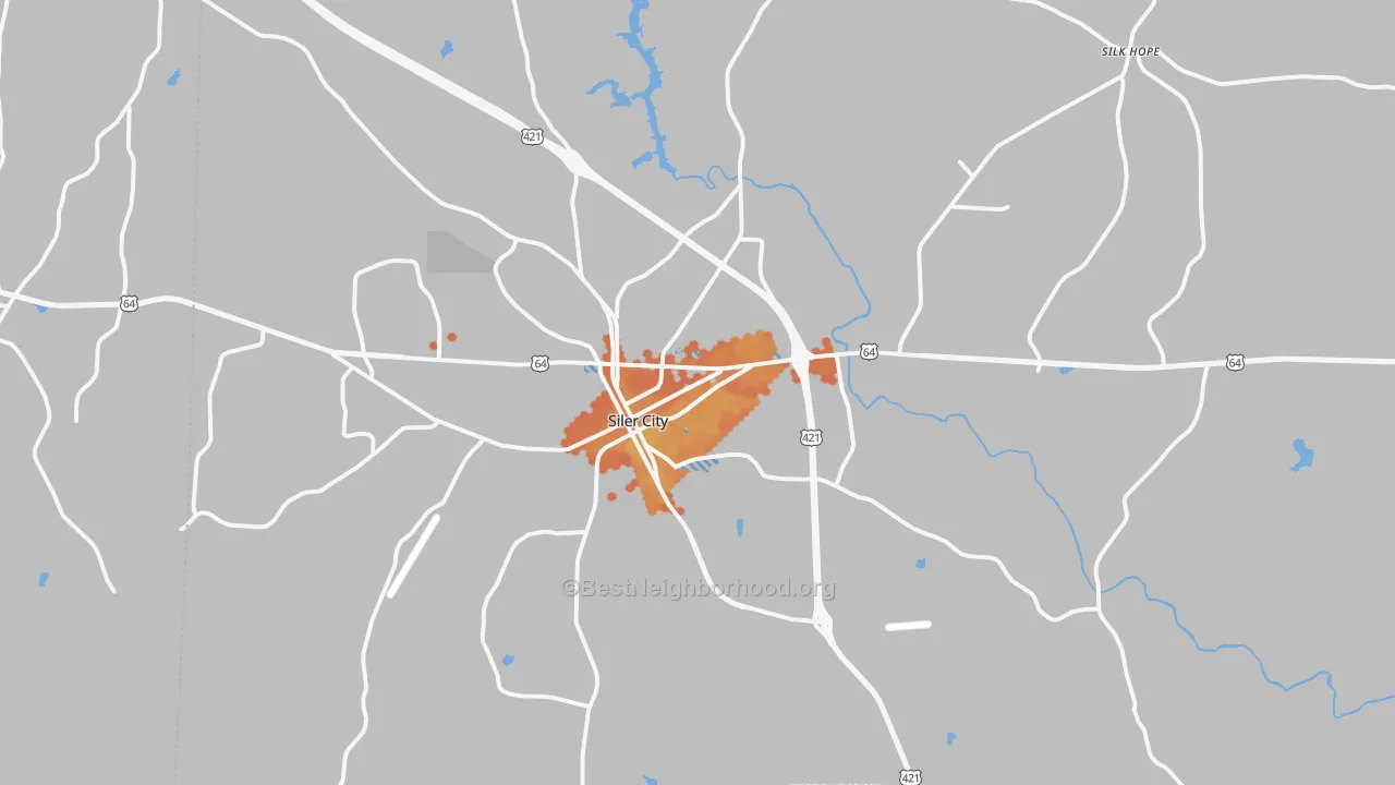 Bike Grade map of 27344, NC