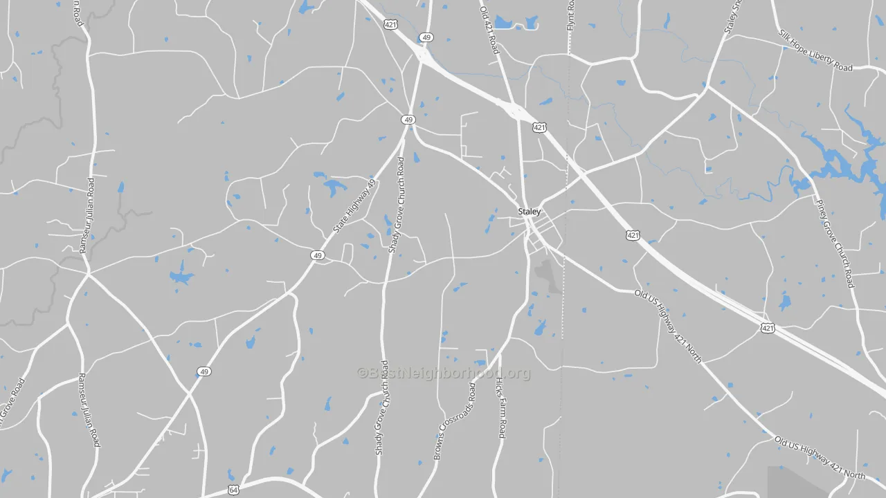 Bike Grade map of 27355, NC