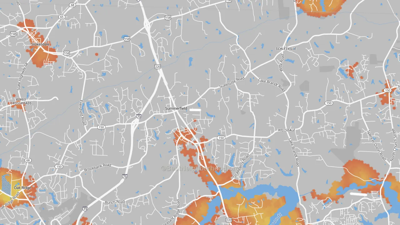 Bike Grade map of 27358, NC