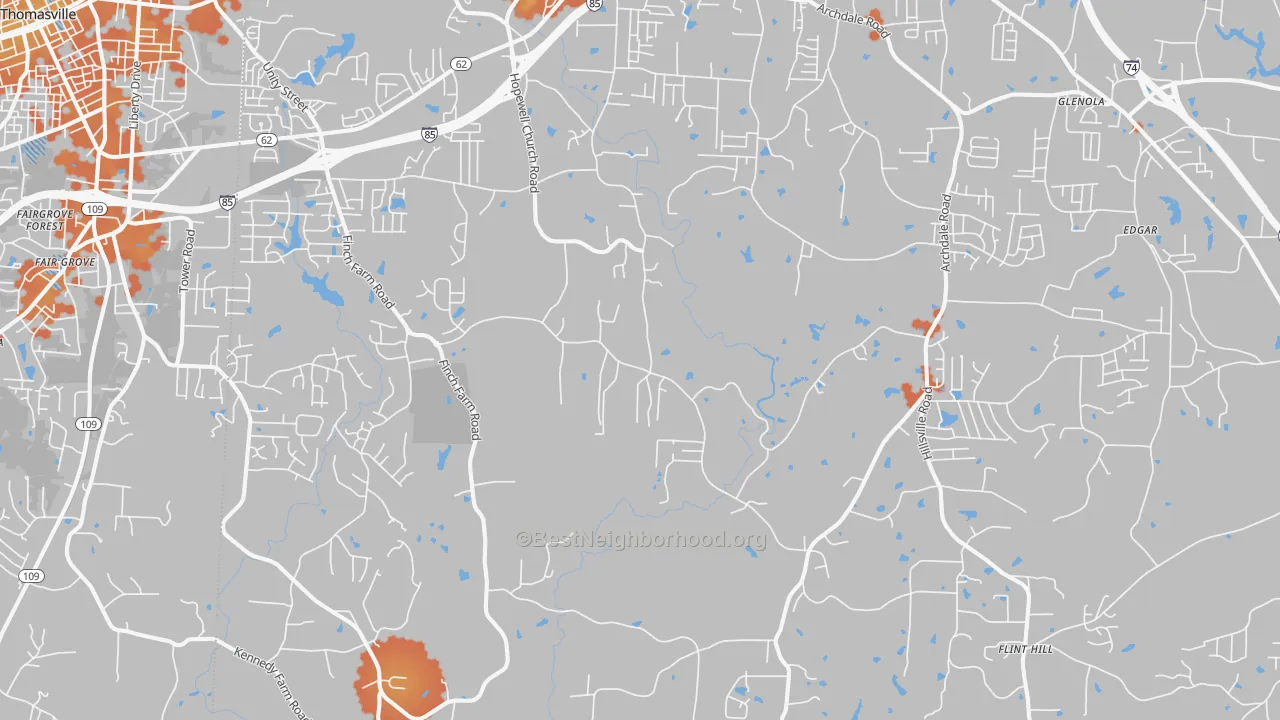 Bike Grade map of 27370, NC