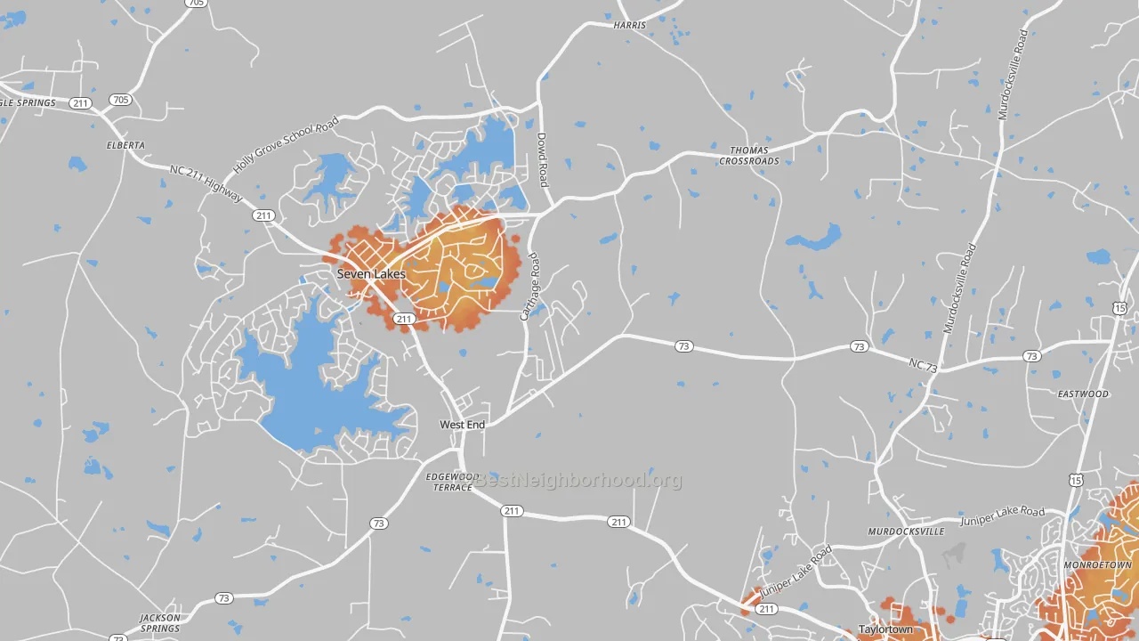 Bike Grade map of 27376, NC