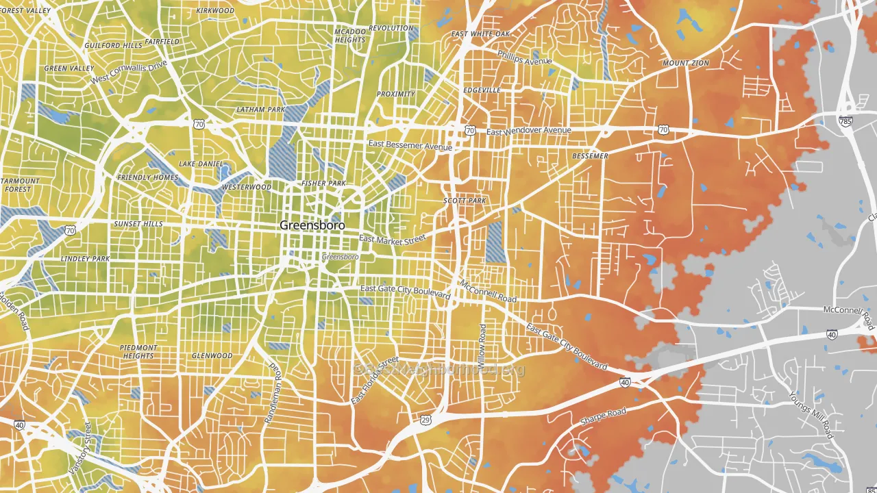 Bike Grade map of 27401, NC