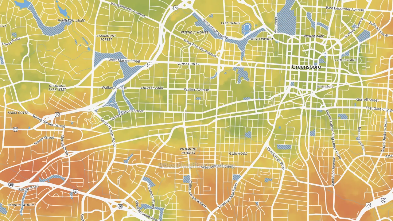 Bike Grade map of 27403, NC
