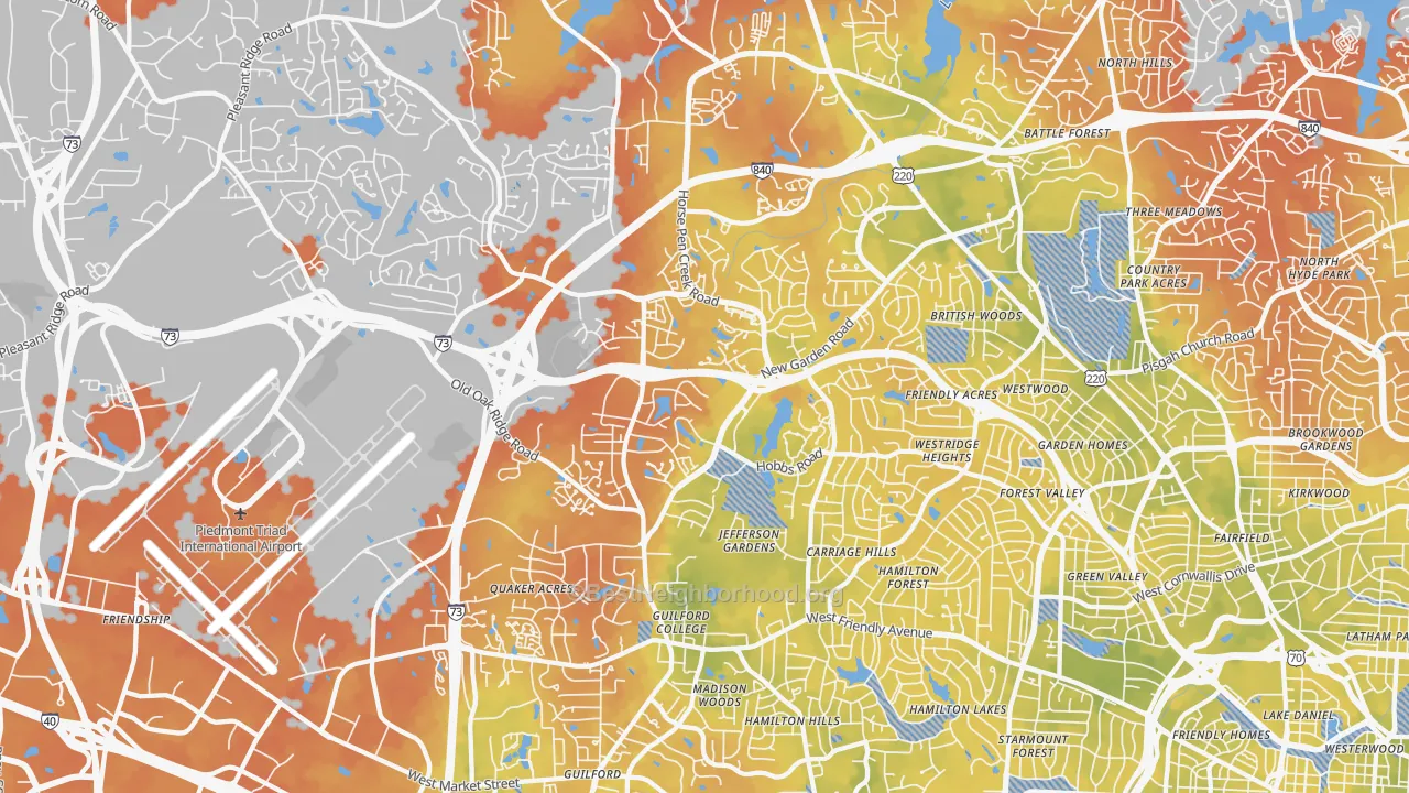 Bike Grade map of 27410, NC