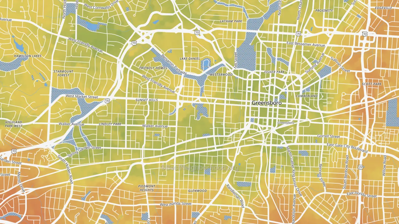 Bike Grade map of 27412, NC