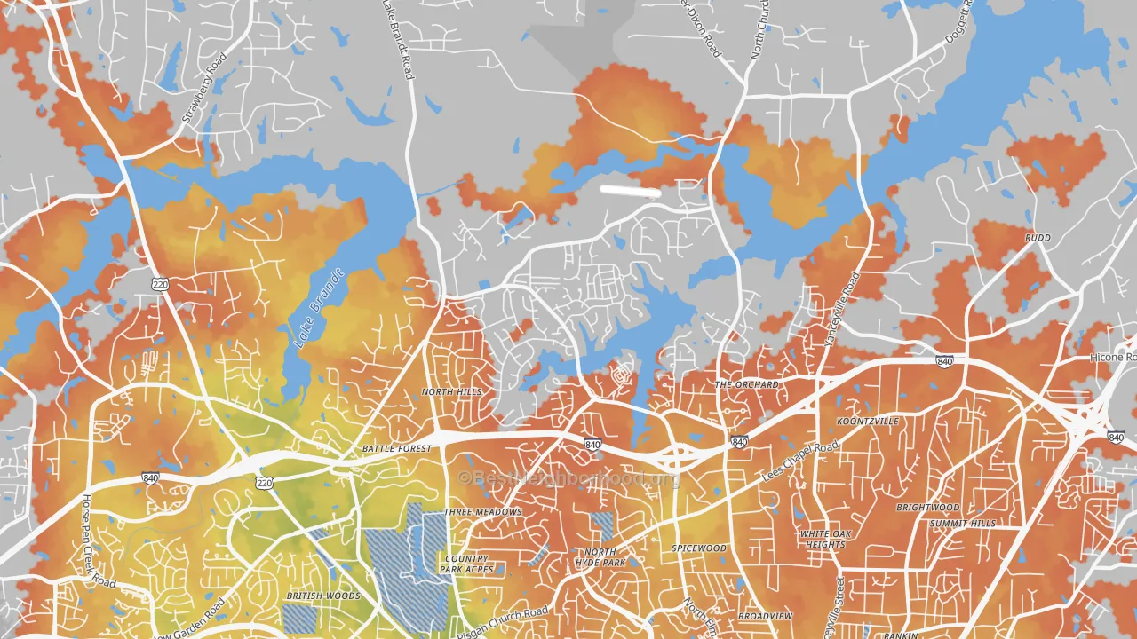 Bike Grade map of 27455, NC
