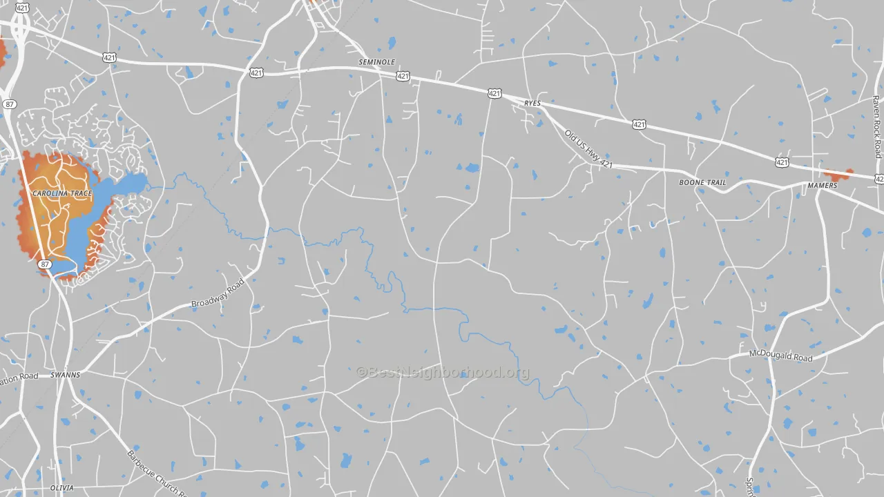 Bike Grade map of 27505, NC