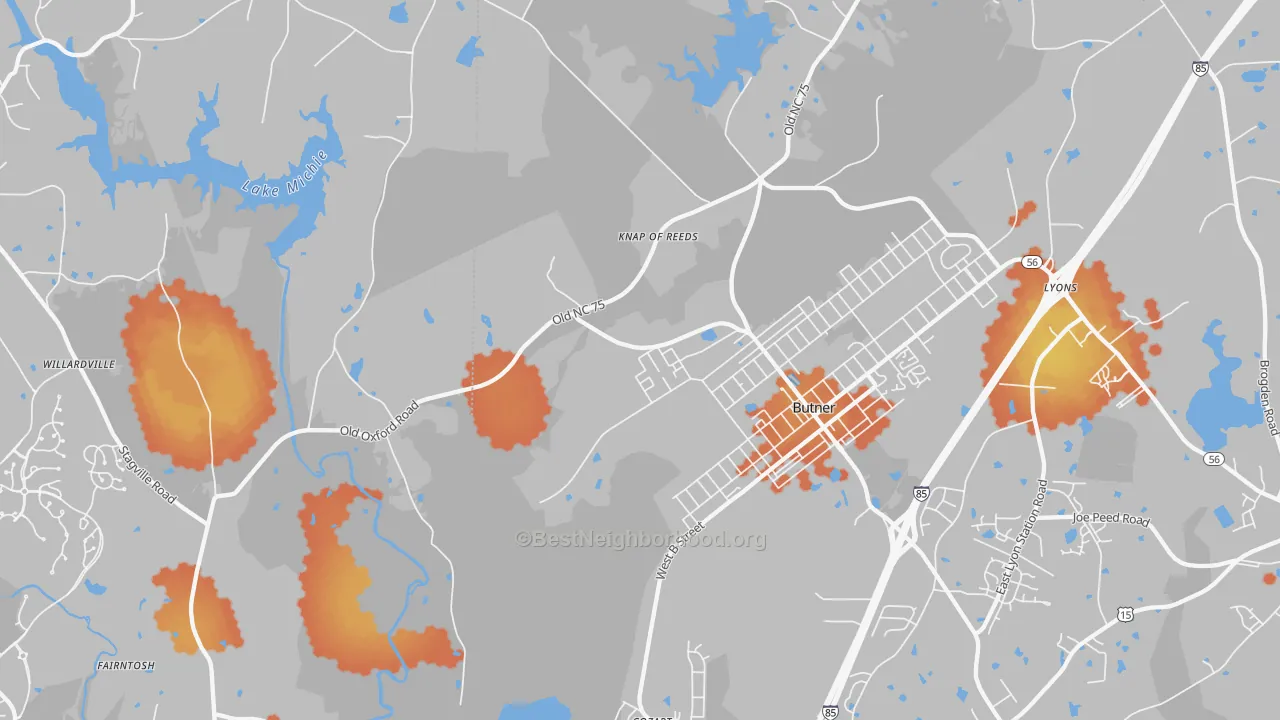 Bike Grade map of 27509, NC